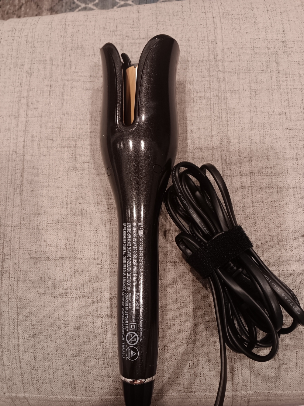 Black Automatic Hair Curler - Sleek Ceramic Barrel Styling Tool